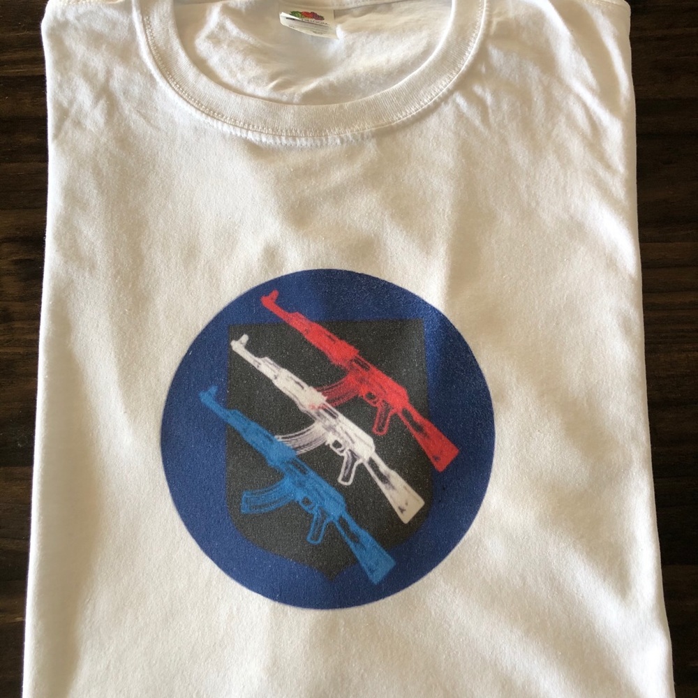 New Men’s XL white T-shirt, red, white and blue.